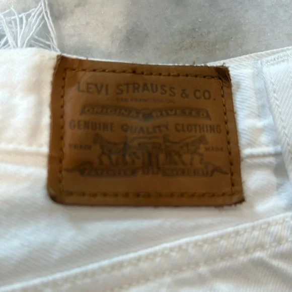 White Frayed Hem Denim Shorts